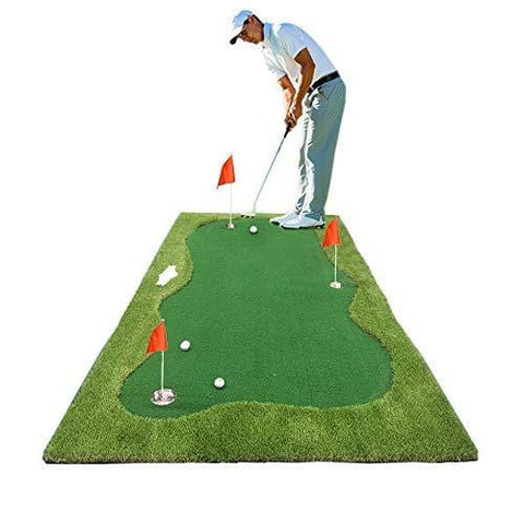 Synturfmats Golf Putting Green Mat Indoor/Outdoor Golf Training Aids System Real-Like Artificial Grass Golf Simulator Putting Trainer Set for Home, Office Practise Size 5'x10', 3 Cups