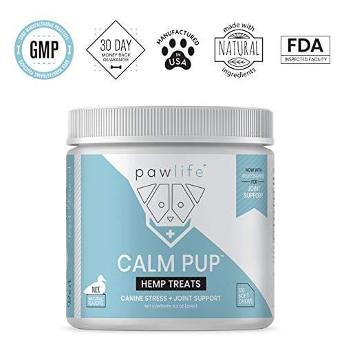 pawlife Calming Treats for Dogs Plus Glucosamine - Hemp Oil Infused Soft Chews for Dog Anxiety Support- 120 Dog Calming Treats (Duck)