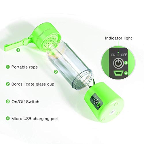 TopAufell Portable blender, Personal mini Size Blender for Smoothies and Shakes, Six blades in 3D for Superb Mixing, 13oz/380ML USB Rechargeable Juicer Cup, 2000mAh Powerful Handheld Fruit Mixer Machine