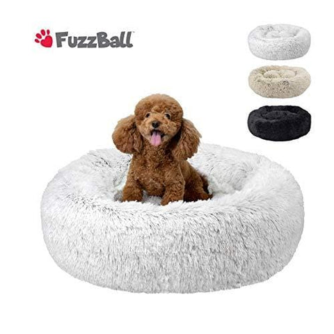 FuzzBall Fluffy Luxe Pet Bed, Anti-Slip, Waterproof Base, Machine Washable, Durable - 3 Colors Available