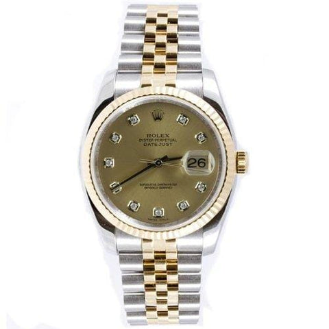 Rolex Mens New Style Heavy Band Stainless Steel & 18K Gold Datejust Model 116...