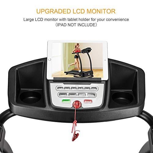 ZELUS Folding Treadmill Electric Motorized Running Machine with Downloadable Sports App Control Walking & Running OR Treadmill Mat, Cup Holder, MP3 Player & Wheels Easy (Upgraded Treadmill with Mat)