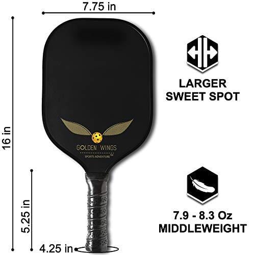 Pickleball Paddle Set Of 2 - Graphite Pickleball Racket + 4 Pickle Balls - Composite Fiberglass Pickleball Paddles Bundle Honeycomb Core Pickle Ball Racket - Best Pickleball Racquet Game Sets + Cover