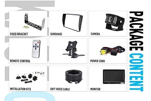 ZEROXCLUB Rear View Camera Kit, 1080P FHD Car Backup Camera IP69 Waterproof Night Vision Reverse Camera Monitor for Van RV Truck Trailer (SY01)