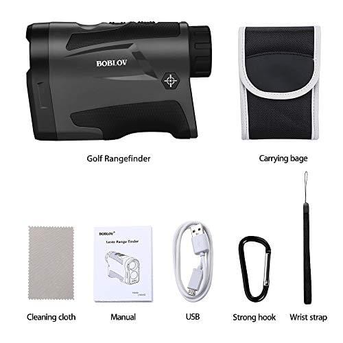 BOBLOV 650Yards Golf Rangefinder with Pinsensor 6X Magnification Support Vibration and USB Charging Flag Lock Distance Speed Measurement Range Finder (Black Without Slope)