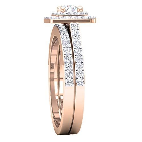 Dazzlingrock Collection 1.50 Carat (ctw) 14K Round Cubic Zirconia Ladies Bridal Ring Set 1 1/2 CT, Rose Gold, Size 7.5