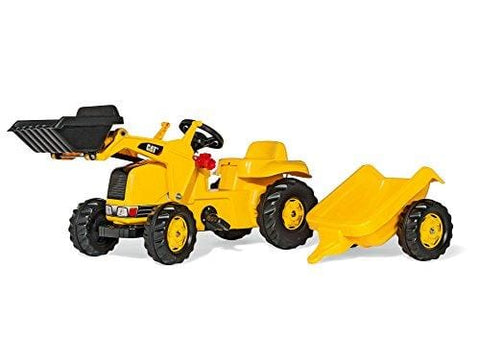 rolly toys CAT Construction Pedal Tractor: Front Loader Tractor with Detachable Trailer, Youth Ages 2.5+