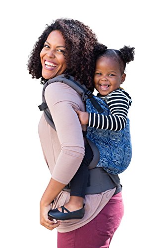 Baby Tula Multi-Position, Ergonomic Baby Carrier, Front and Back Carry for 15 – 45 pounds – Ripple (Blue with White Circles)