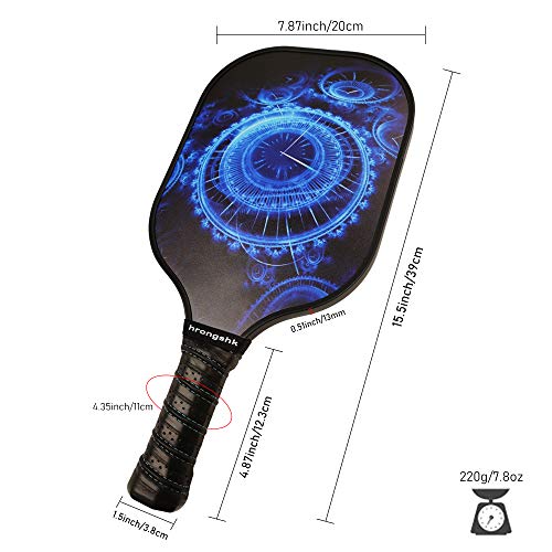 hrongshk Pickleball Paddles, Pickleball Paddles Set of 2, 4 Pickleball Balls and 1 Racket Bag, Lightweight Graphite Carbon Fiber Face, Polypropylene Honeycomb Core, Edge Guard Cushion Grip