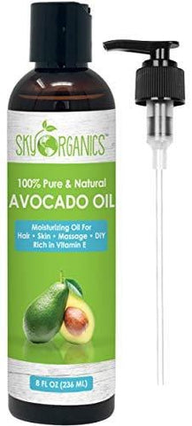 Avocado Oil by Sky Organics - 100% Pure, Natural & Cold-Pressed Avocado Oil - Ideal for Massage, Cooking and Aromatherapy- Rich in Vitamin E and Oleic Acid - 8oz