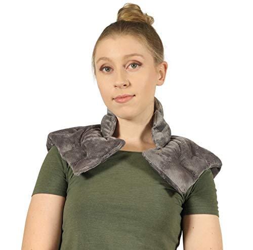 Heated Microwaveable Neck and Shoulder Wrap - Herbal Hot/Cold Deep Penetrating Herbal Aromatherapy (Charcoal)