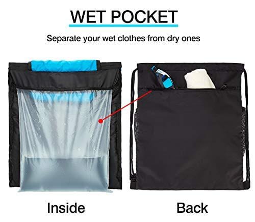Venture Pal Packable Sport Gym Drawstring Sackpack Backpack Bag with Wet Pocket for Men,Women,Kids-Blue