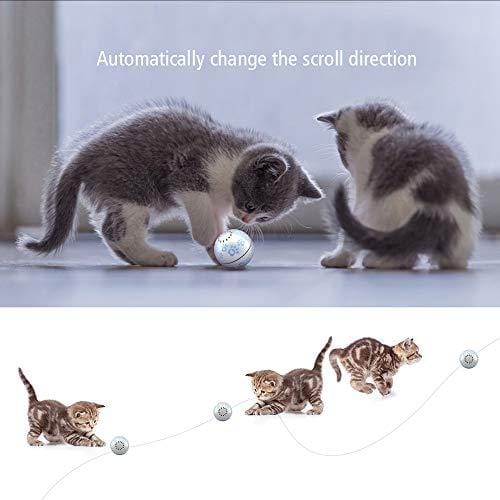 Vircomone Smart Interactive Cat Play and Toys Ball, USB Rechargeable Motion Activated Automatic Rotating Electronic Pet Toy,Built-in Spinning Sparkle Eye-Protection LED Catnip Chamber cat Toy Balls