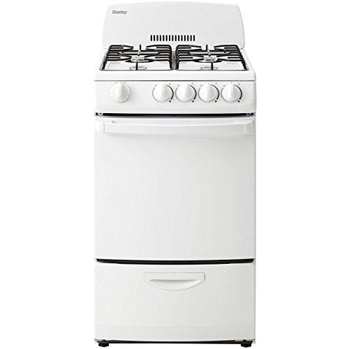Danby DR200WGLP 20-Inch Gas Range with 4 Burners, Electronic Ignition and 2.4 Cubic Feet Oven, White
