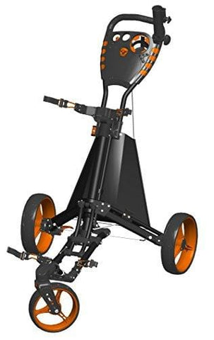 Spin It Golf Products Easy Drive Golf Push Cart, Black/Orange