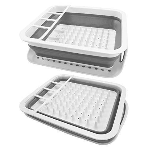 SPENING Collapsible Dish Drying Rack - Dish Drainer Drainboard Set for Small Kitchen Camper RV Caravan Travel Trailer