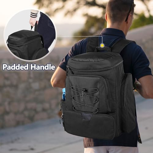 GOBUROS Pickleball Paddle Bag Backpack for 4 Rackets with Fence Hook, Pickleball Equipment Bag with Shoe Compartment for Men Women, Black, Bag Only