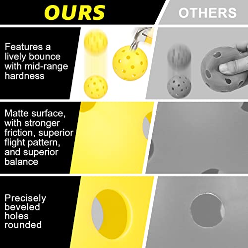 Pickleball Balls, 16Pack Pickleball-Balls with Mesh Bag, 40 Holes+26 Holes, USAPA Requirement Specifically Designed for Outdoor and Indoor, Flight Trajectory Stable High Elasticity & Durable