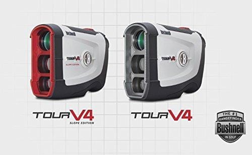 Bushnell Tour V4 (Standard) Golf Rangefinder Patriot Pack Bundle - with Carrying Case, Blue Protective Skin, PlayBetter Microfiber Towel and Two (2) CR2 Batteries