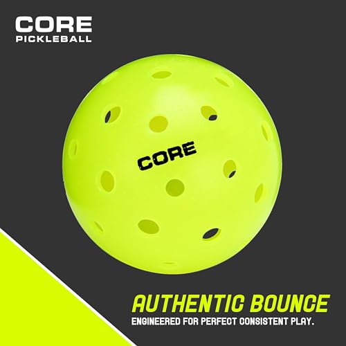 CORE Pickleball Balls for Professionals and All Levels of Play, USA Pickleball Approved Durable Outdoor Pickleball Balls with 40 Holes (3 Pack)
