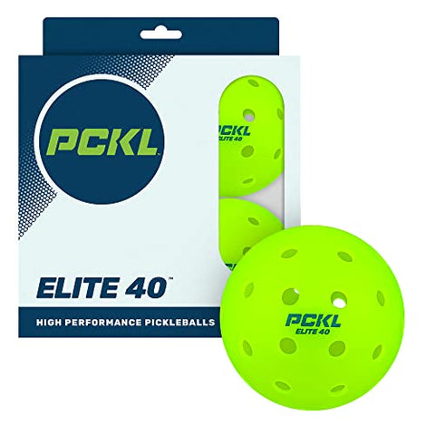 PCKL Elite 40 Pickleball Balls | Tournament and Competition Ball | 4 Pack of Balls | 50 Pack | 100 Bulk Pack | USA Pickleball Approved (4 Pack, Neon Green)