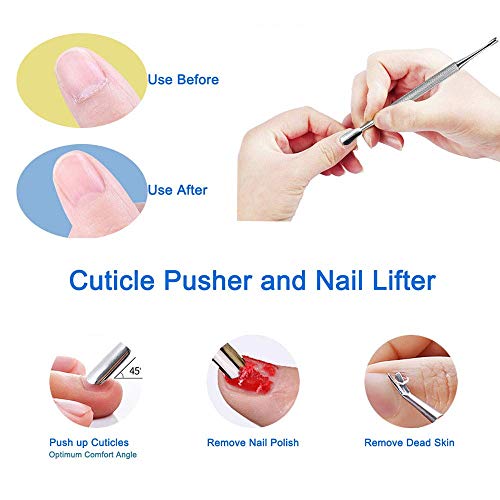 HIFAU 8PCS Premium Cuticle Nippers Pusher Manicure Tools Set, Professional Ingrown Toenail File, Cuticle Remover Trimmer Cutters Tool Gel Nail Art Kit, Stainless Steel, Travel, Gift