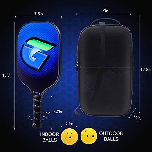 Grarg Graphite Pickleball Paddles Set, USAPA Standard 2 Pickleball Rackets and 4 Indoor & Outdoor Pickleballs Balls with Pickleball Bag for Women Men and Beginners Rackets Indoor Outdoor Sports