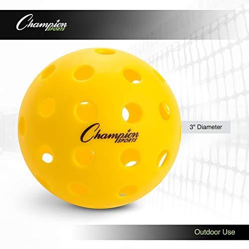 Champion Sports Outdoor Pickleball Balls: Official Size Outdoor Pickleballs - Yellow Pickleball Ball Set for Outdoor Courts - 6 Pack [product _type] Champion Sports - Ultra Pickleball - The Pickleball Paddle MegaStore