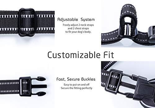 Rabbitgoo  Dog Harness No-Pull Pet Harness Adjustable Outdoor Pet Vest 3M Reflective Oxford Material Vest for Dogs Easy Control for Small Medium Large Dogs (Black, L)