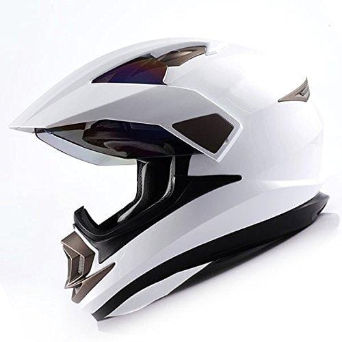 Dual Sport Helmet Motorcycle Full Face Motocross Off Road Bike Glossy White,Size Small