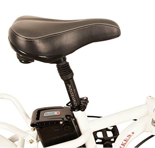 DJ Folding Bike 750W 48V 13Ah Power Electric Bicycle, UL 2849, Pearl White, LED Bike Light, Suspension Fork and Shimano Gear,