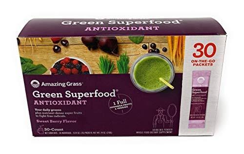 Amazing Grass Green Superfood Antioxidant Organic Powder with Wheat Grass, Elderberry, and Greens, Flavor: Sweet Berry, Box of 30 Individual Serving