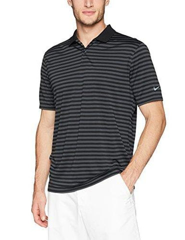 NIKE Men's Dry Victory Stripe Polo Golf Shirt, Black/Anthracite/Cool Grey, Medium