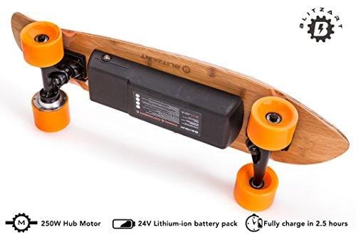 Blitzart Mini Flash 28" Electric Skateboard Electronic Hub-Motor 2.8" Wheel E-Skateboard (ORANGE)