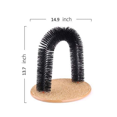 AikoPets Cat Arch Self Groomer Massager Groom Toy Dog Brushes Pet Puppy Cat Scratcher Toys Fur Grooming Cat Toy Brush Controls Shedding with Scratch Pad and Catnip Interactive Kitten Toys
