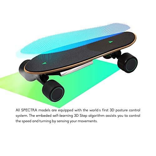 WALNUTT Spectra Mini Plus Electric Skateboard with 3D Posture Control Hub Motors Boosted Maple Board Bluetooth Connectivity Top Speed 12.4 mph Range 6.2 Miles Varying Speeds Smart Braking 9.2 lbs