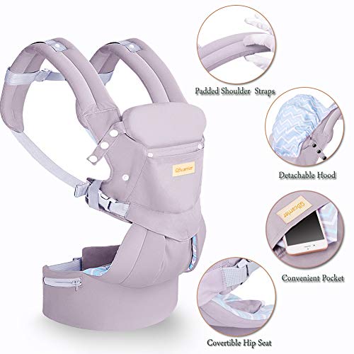 Baby Carrier-Front and Back -4 in 1 Infant Carrier, Toddler Carrier with Hood, Grey