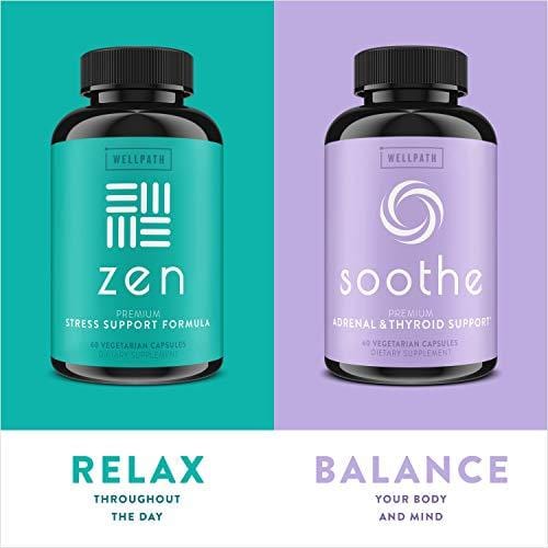 SOOTHE Adrenal Support & Thyroid Support Supplement - Natural Formula That Promotes Energy, Metabolism, Adrenal Fatigue Relief, Stress Response | Ashwagandha, Rhodiola, Zinc | Cortisol Balance | Vegan