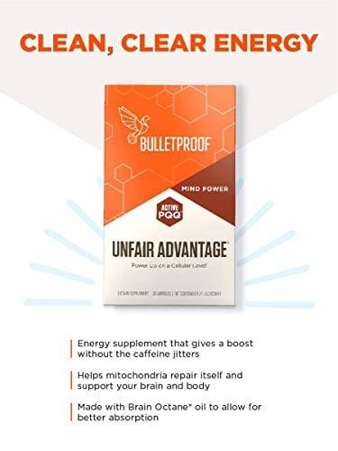 Bulletproof Unfair Advantage, Brain Octane MCT, PQQ, CoQ10, for Clean Clear Energy, Power Up on a Cellular Level (30 Ampules)