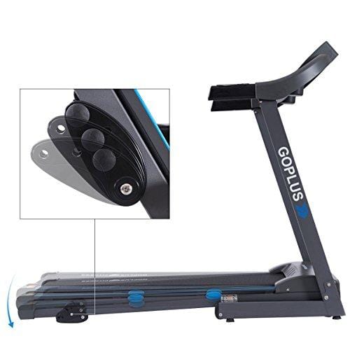 Goplus 2.25HP Electric Folding Treadmill with Incline, Walking Running Jogging Fitness Machine with Blue Backlit LCD Display for Home & Gym Cardio Fitness (Black Jaguar Ⅲ)
