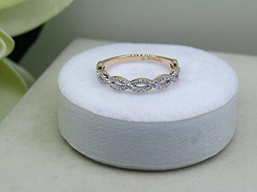 Dazzlingrock Collection 0.20 Carat (ctw) 10K Round Diamond Ladies Swirl Anniversary Wedding Band Stackable Ring 1/5 CT, Rose Gold, Size 6.5