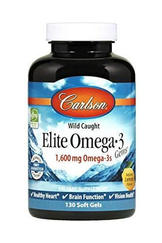 Carlson Elite Omega-3 Gems BONUS SIZE, Norwegian, 1,600 mg Omega-3s, 130 Soft Gels (40 Free!)Carlson - Elite Omega-3 Gems, 1600 mg Omega-3s, Healthy Heart, Brain Function & Vision Health, Wild Caught,