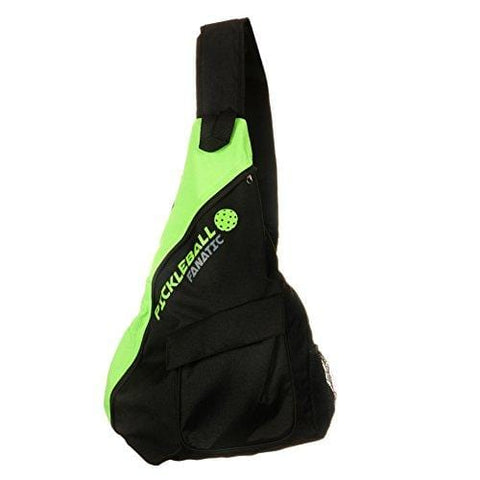 Pickleball Fanatic Sling Bag with Pockets for Paddles, Balls, Gear, and Water Bottle (Green/Black)