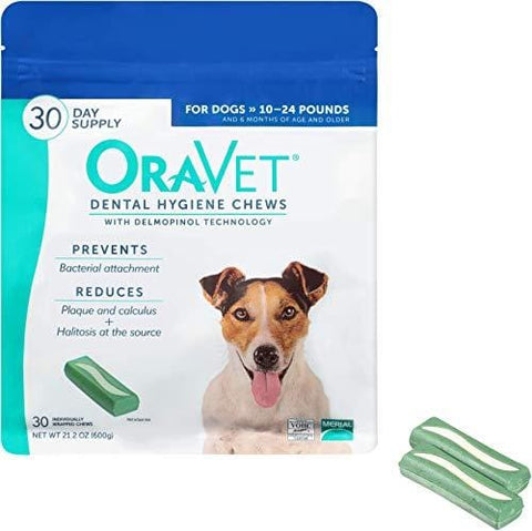 Merial Oravet Dental Hygiene Chew For Dogs (10-24 Lbs), Dental Treats For Dogs, 30 Count