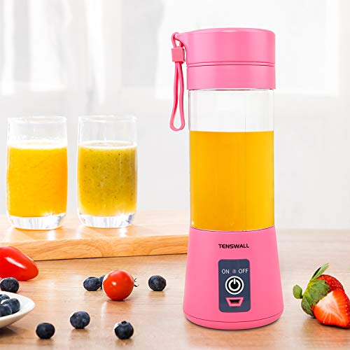 Tenswall Portable, Personal Size Blender Shakes and Smoothies Mini Jucier Cup USB Rechargeabl, pink