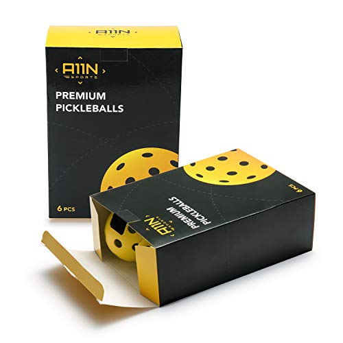 A11N Premium 40 Holes Outdoor Pickleball Balls, Durable Ball with Nice Bounce, Special Design for Outdoor Courts (6 &12 Packs Available)- Bright Yellow