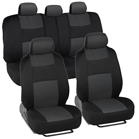 BDK OS309CC Charcoal Gray Polypro Black/Car Seat Cover, Easy Wrap Two-Tone Accent for Auto, Split Bench