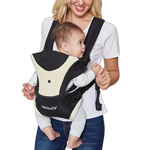 Neotech Care Baby Carrier - Front and Back Carrying - Adjustable, Breathable & Lightweight - for Infant, Child, Toddler - Black with Red