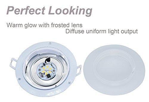 Facon 4.5Inch LED RV Puck Light Full Aluminum Recessed Mount Down Light 12V DC 4W 280Lumens