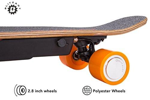 Blitzart Mini Flash 28" Electric Skateboard Electronic Hub-Motor 2.8" Wheel E-Skateboard (ORANGE)